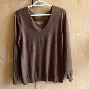Brown V-neck Sweater - soft - comfortable - flattering